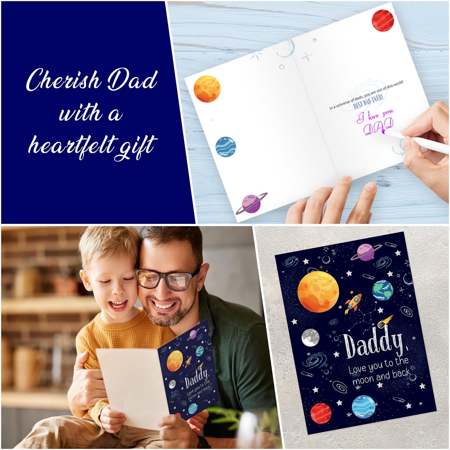 Giftinghouse Father's Day Card with Envelope, Happy Fathers Day Card From Son, Daughter - Dad Birthday Card, Blank Inside Happy Fathers Day Card Daddy from Kids - Made in UK