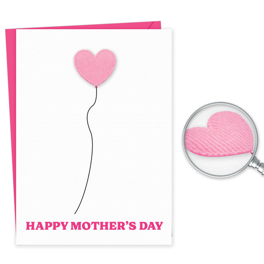3D Mothers Day Card for Mum | Pink Padded Heart with Embossed Sticker & Pink Envelope | Happy Mother's Day Card from Daughter or Son | 18x13 cm – Eco-Friendly 350 GSM - Made in the UK