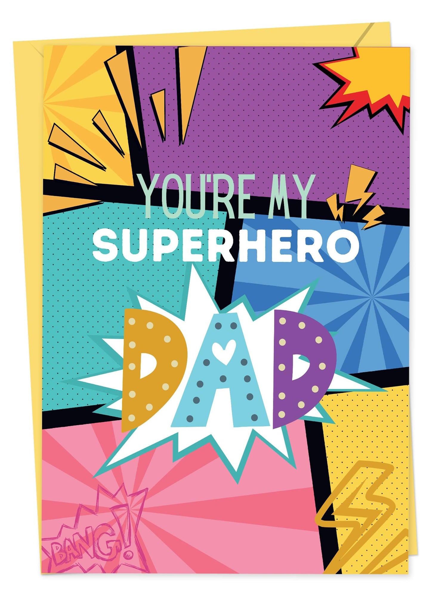 Giftinghouse Father's Day Card with Envelope, Happy Fathers Day Card From Son, Daughter - You're My Super Hero - Made in the UK