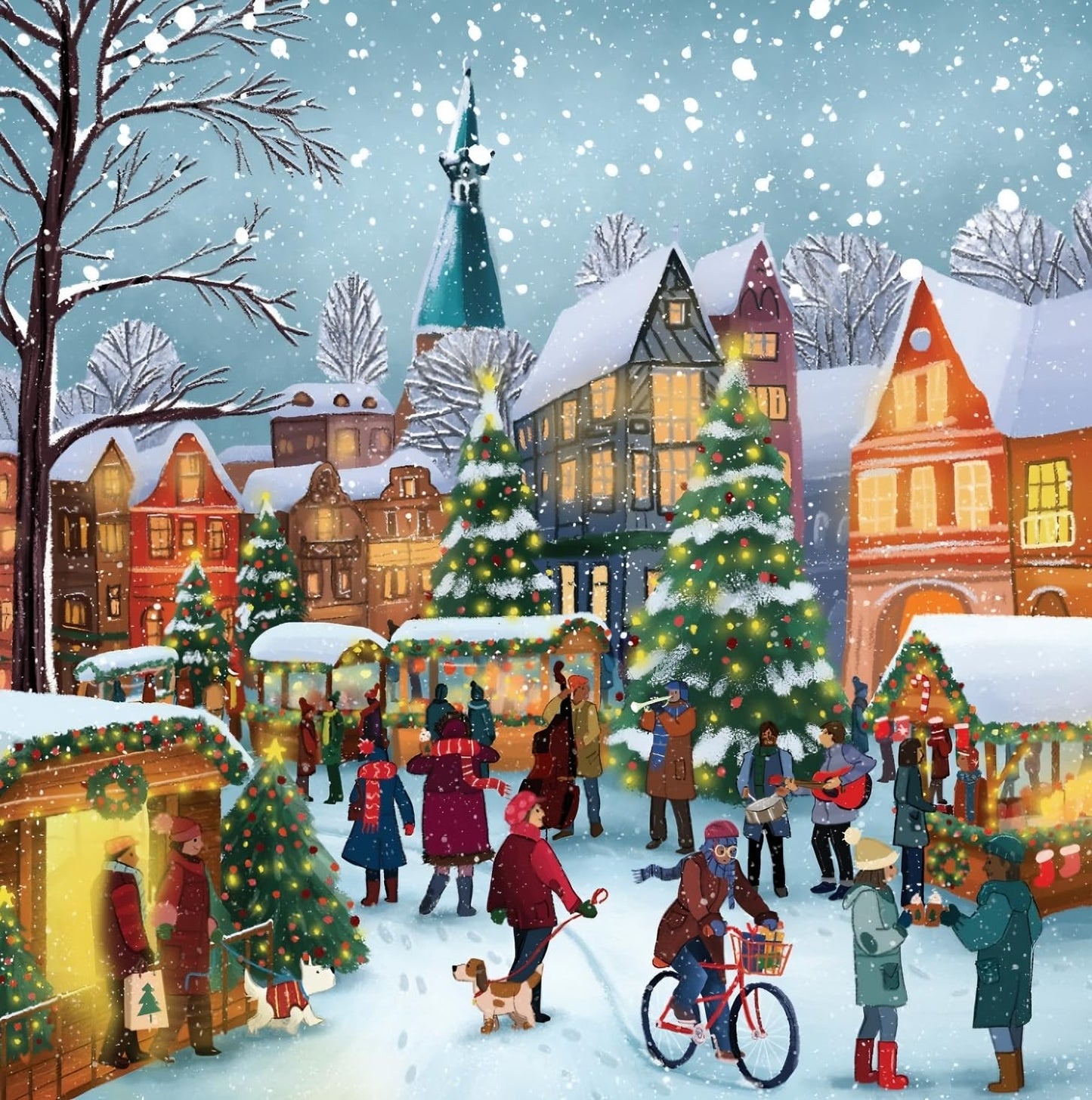 Giftinghouse Charity Christmas Cards 2024 Pack of 12 | Multipack Xmas Cards for Granddaughter, Family, Friends and Childrens with Red envelopes - Made in UK