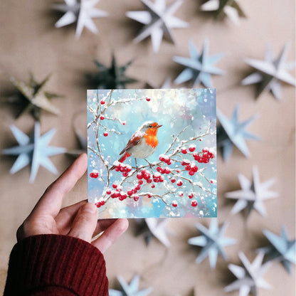 24 Christmas Cards 2024 Multipack with Envelopes - Christmas Cards Pack - Xmas Cards - Featuring Robin Christmas Cards Pack of 6 Robin Designs (125x125 mm)