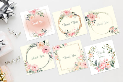 Giftinghouse Thank You Cards Multipack with Envelopes - Pack of 12/24/48 Floral Thank You Greeting Cards For Wedding, Teachers, Kids - Eco-friendly - MADE IN UK.