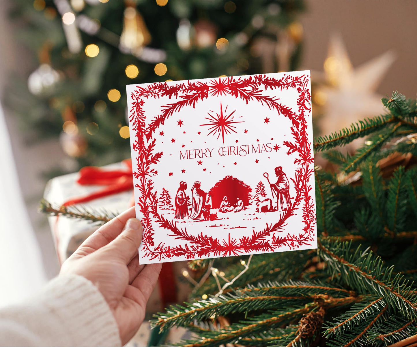 Pack of 12 Religious Christmas Cards 2024 with Envelopes - Luxury Christmas Cards Multipack - Xmas Cards Featuring 6 Unique Nativity Designs, 125 x 125 mm - Perfect Greeting Cards for Family & Friends
