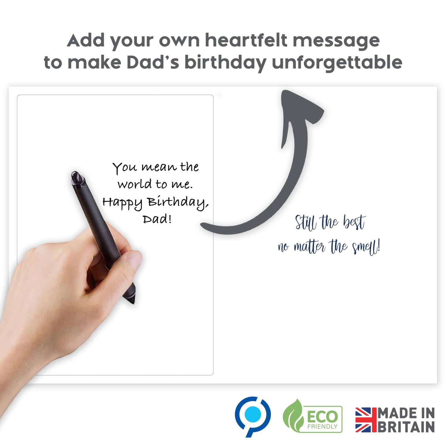 Funny Fathers Day Card from Son or Daughter – “World’s Best Farter” Joke – Humorous Dad Birthday Card – 18x13cm Size with Inside Message – Made in the UK