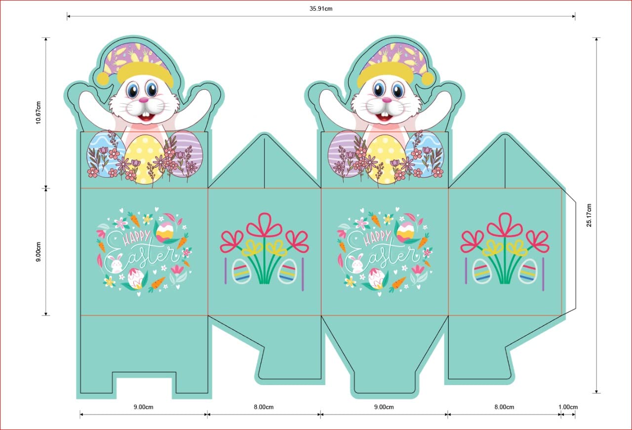 Giftinghouse Easter empty boxes 12/24/50 treat boxes - Easter party boxes - sweet boxes for Easter decorations - Rabbit Shape Candy Goody Cookie box - Kids Party Food Box