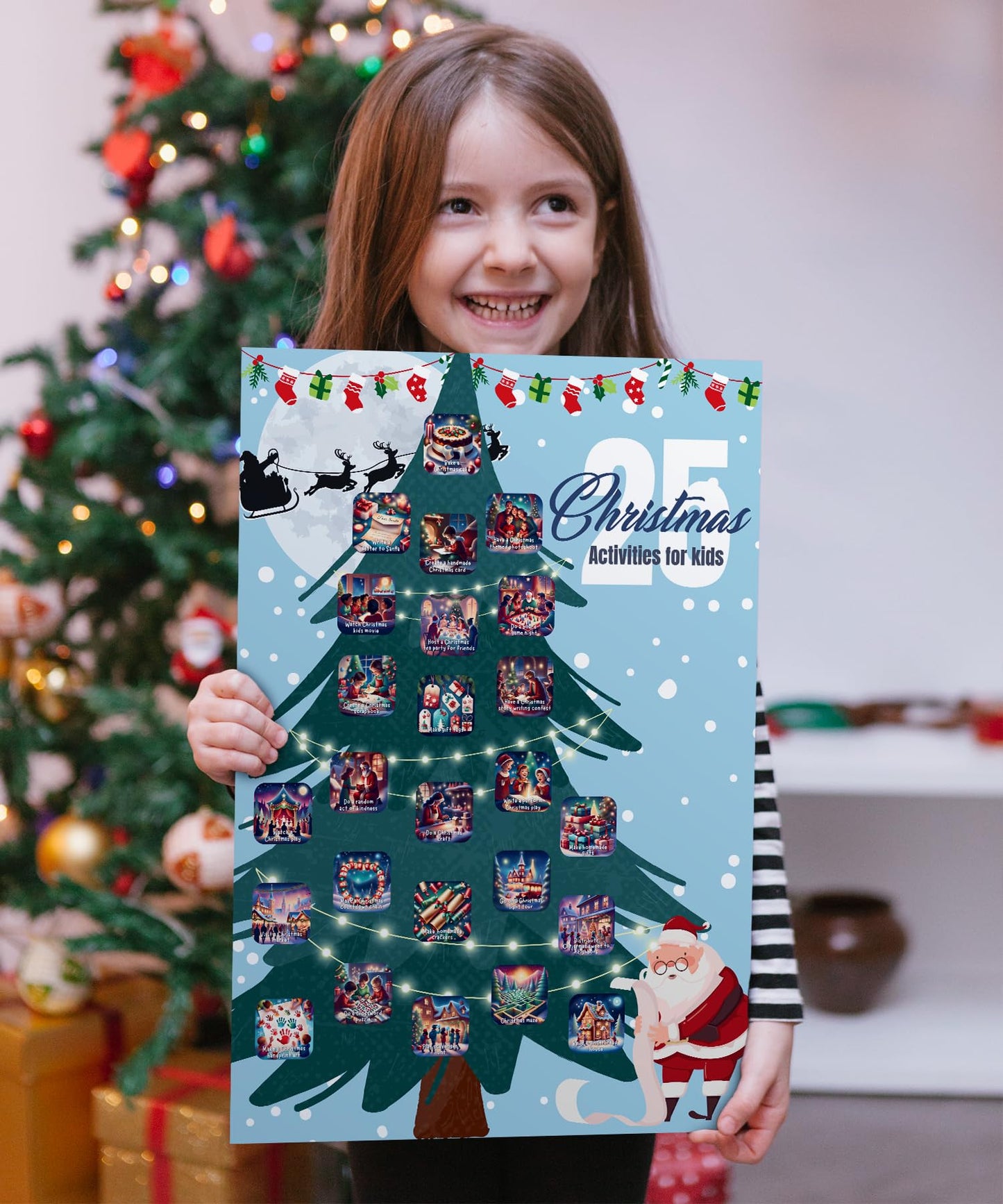 25 Fun Christmas Activities for Kids - A2 Size Christmas Scratch Off Poster for Kids - Perfect Christmas Eve Activities to Do with Kids - Christmas Gifts for Kids, Boys and Girls - Made in The UK