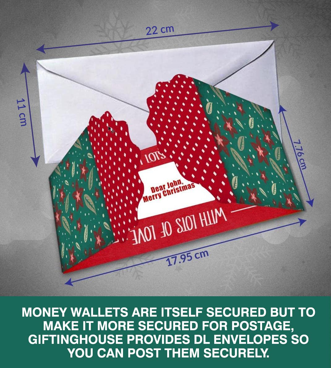 Giftinghouse Christmas Money Wallets for Cash Gifts - 4/12/24 Christmas Greeting Cards Pack with envelopes - Cash Gifts for Xmas eco-Friendly for Family, Friends, Kids and Decorations.