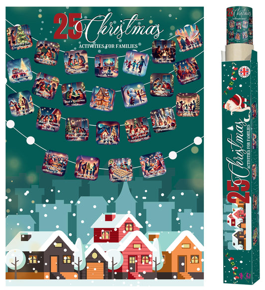 25 Christmas Activities for Families - A2 Size Christmas Scratch Off Poster - Perfect Christmas Eve Activities to Do Together with Family - Best Family Christmas Gifts for All Ages - Made in the UK