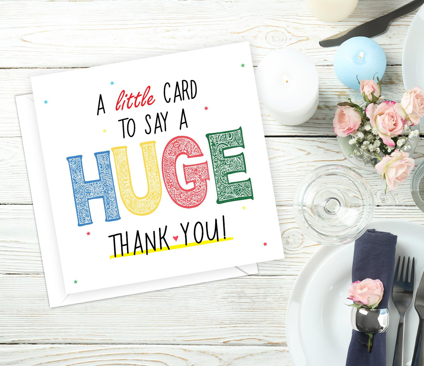 Thank You Card with Envelope | Premium Huge Thank You Greeting Card for Teachers, Weddings, Men, Women, Kids | Blank Inside, Eco-friendly | Made in the UK