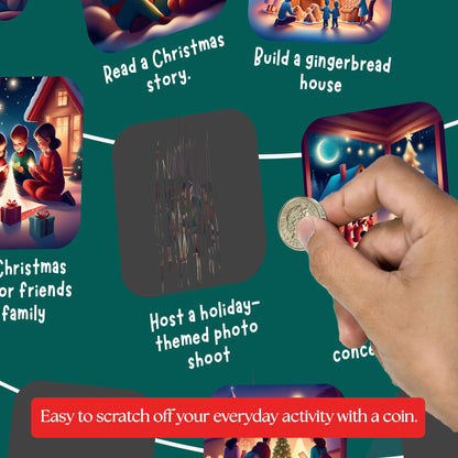 25 Christmas Activities for Families - A2 Size Christmas Scratch Off Poster - Perfect Christmas Eve Activities to Do Together with Family - Best Family Christmas Gifts for All Ages - Made in the UK