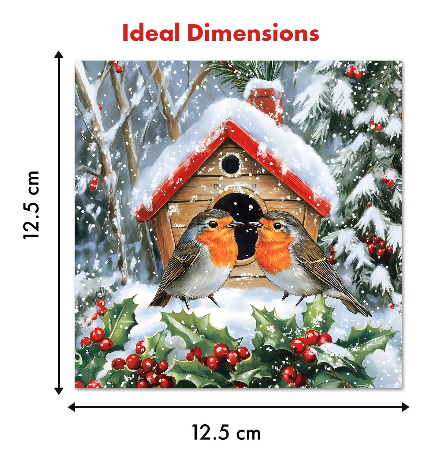 24 Christmas Cards 2024 Multipack with Envelopes - Christmas Cards Pack - Xmas Cards - Featuring Robin Christmas Cards Pack of 6 Robin Designs (125x125 mm)