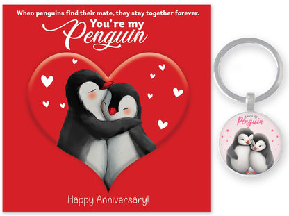 Giftinghouse Anniversary card for wife/husband with keyring - Husband Anniversary Card - Happy Anniversary Card - You Are My Penguin - Gift for him, her - MADE IN UK.