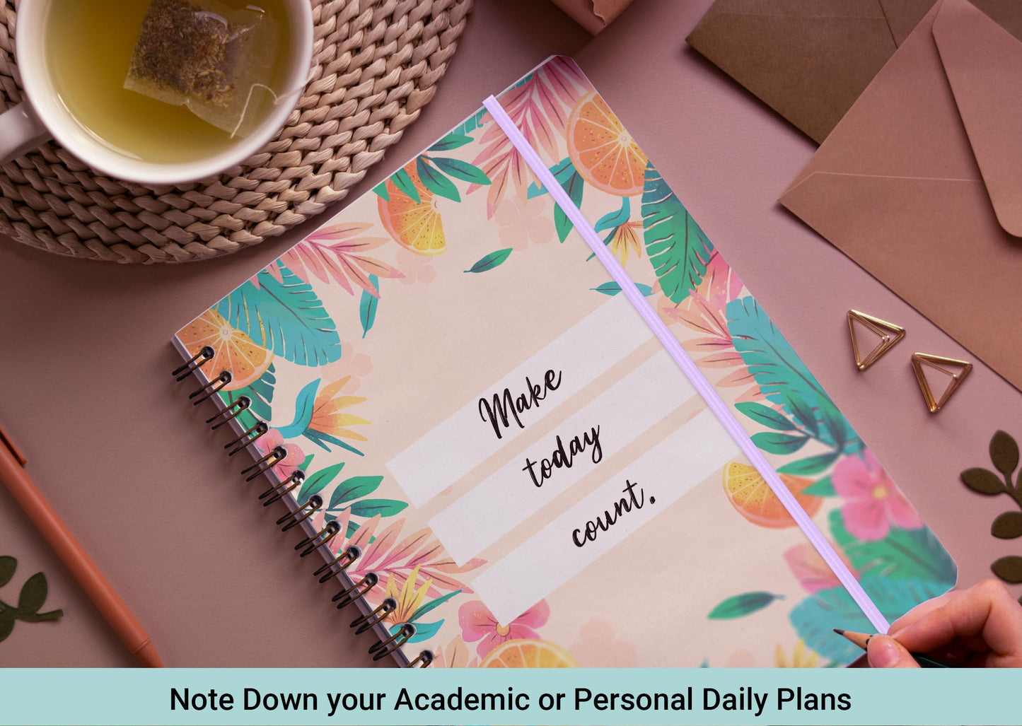 Giftinghouse Daily Planner Notebook Undated - To do list Notebook A5 - Weekly planner with Habit & Routine Tracker - Productivity Planner, Spiral Appointment Planner for Men and Women, Elastic Closure.