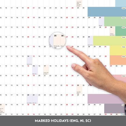 Academic Wall Planner 2025-2026 A1 Laminated – Wall Calendar from August 2025 to August 2026 – Large Size (85 x 59.4 cm) – 13 Months Mid Year Wall Planner 25/26 – Marked Holidays - Notes Space