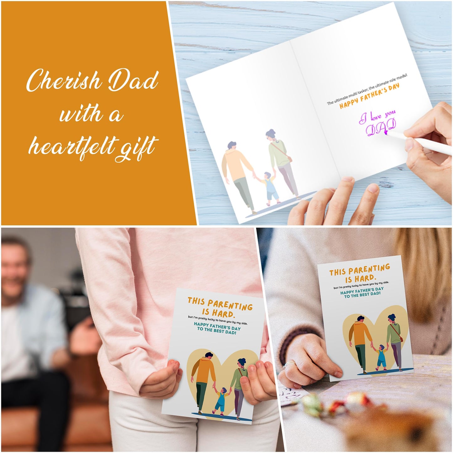 Giftinghouse Husband Fathers Day Card with Envelope, Happy Fathers Day Card From Wife - Fathers Day Card for Husband with the Message 'To The Best Dad!' - Premium Father's Card.