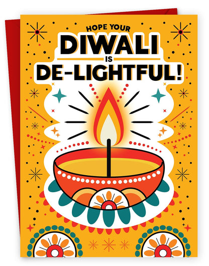 Diwali Card printed inside – Eco-Friendly Happy Diwali Greeting Card with Diya Design – Perfect for Kids, Family & Friends – Made in the UK