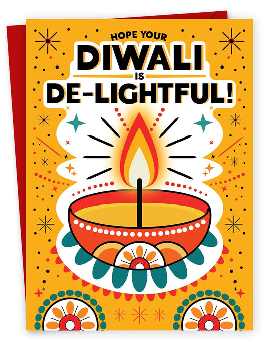 Diwali Card printed inside – Eco-Friendly Happy Diwali Greeting Card with Diya Design – Perfect for Kids, Family & Friends – Made in the UK