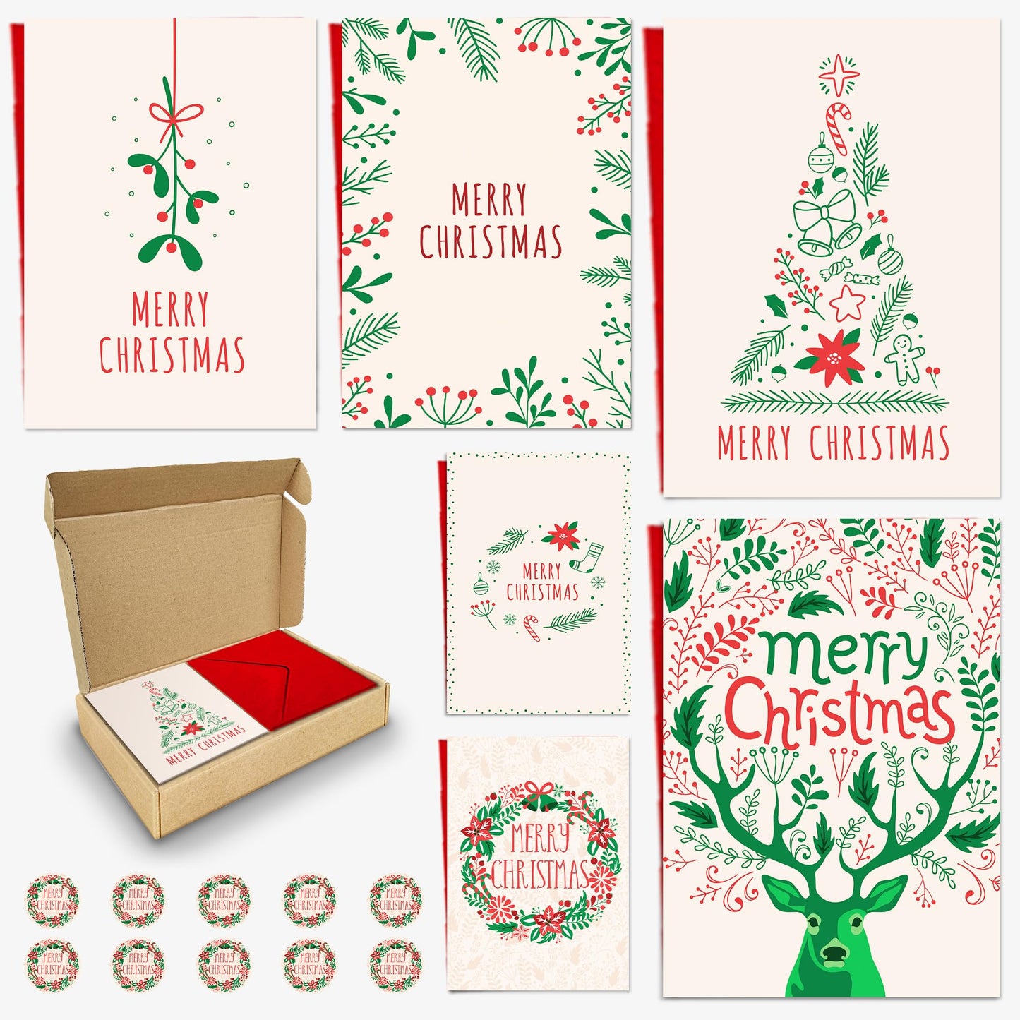 Charity Christmas Cards 2024 - Xmas Cards Pack of 24/48 Vintage Christmas Cards - Christmas Cards Multipack for family members and friends - MADE IN UK (24 CARDS)