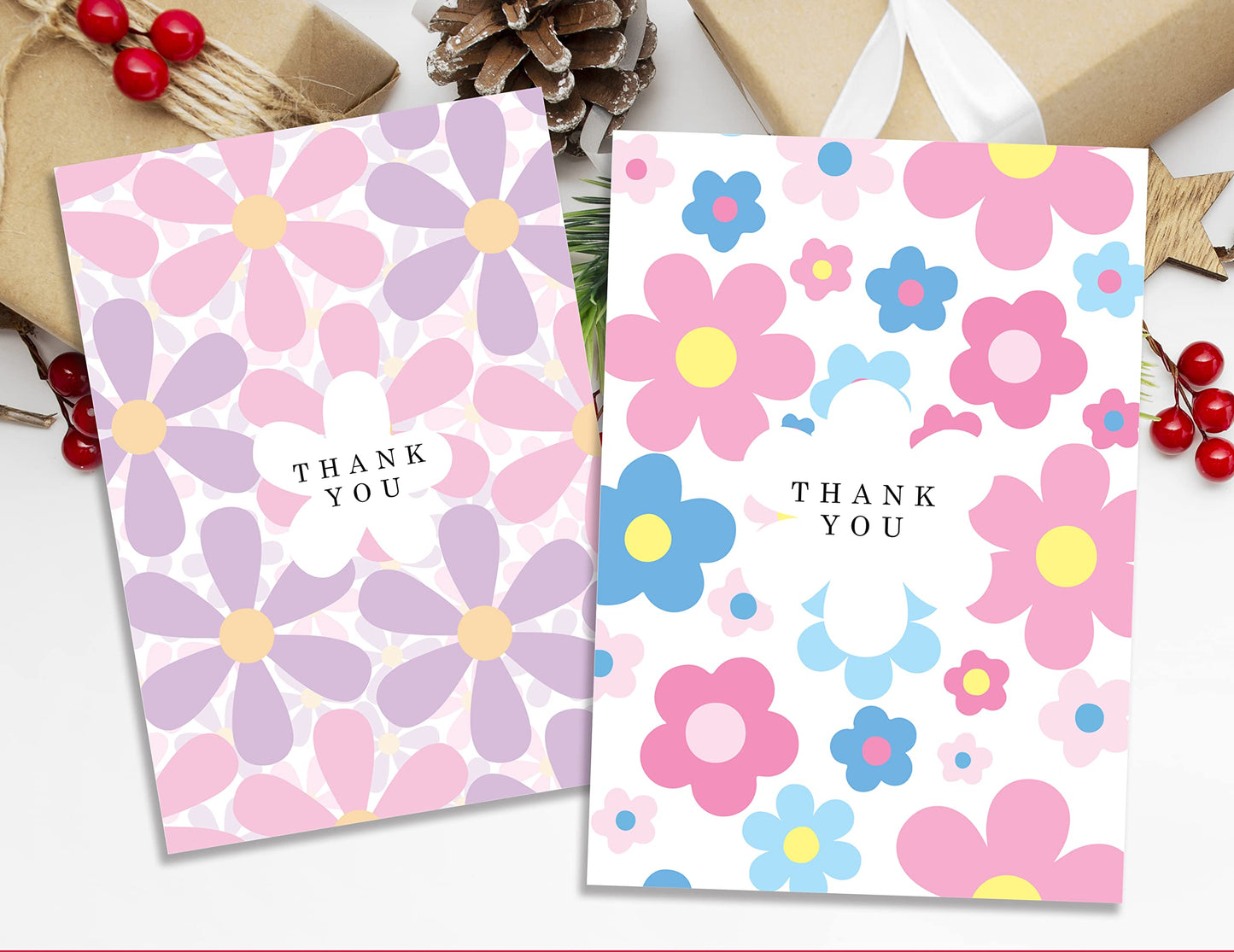 Giftinghouse Thank You Cards Multipack with Envelopes 12/24/48 - Petal Greeting cards for Teachers, wedding, kids - Fully recyclable and Eco-friendly cards. (Pack of 48 cards)
