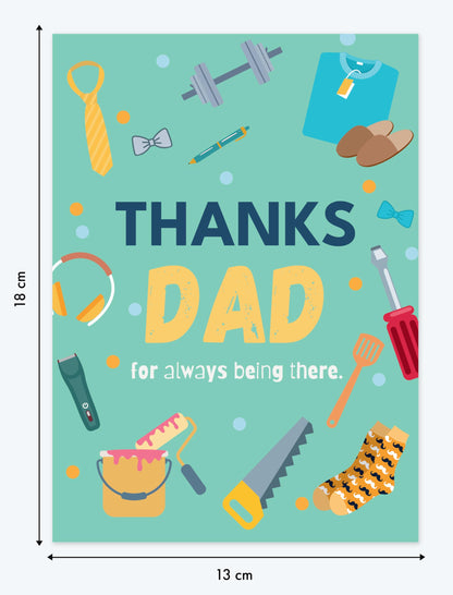 Giftinghouse Father's Day Card with Envelope, Happy Fathers Day Card From Son, Daughter, Featuring a Heartfelt Message Thanks Dad, for Always Being There! Happy Fathers Day Greeting Card, Made in UK