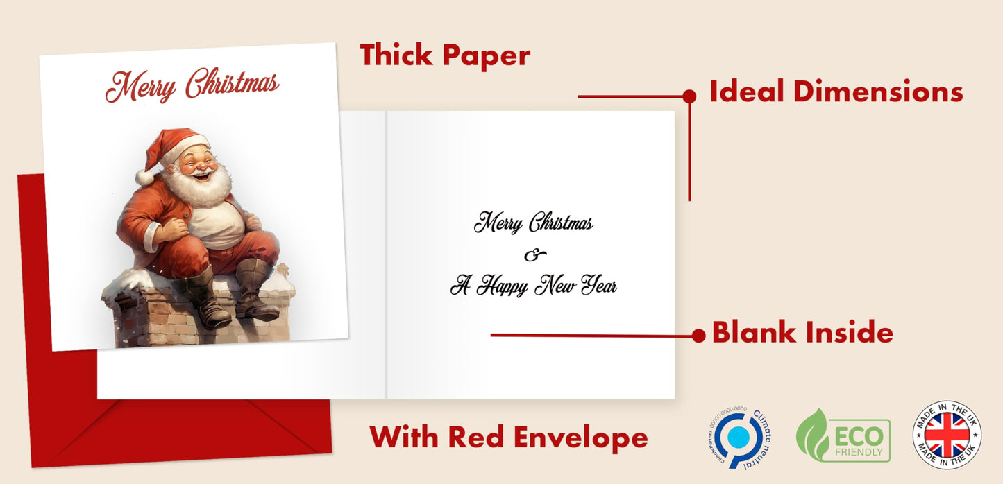 Giftinghouse Christmas Cards 2023 Pack of 12/24/48 | Multipack Xmas Funny Santa Cards for Family, Friends, Granddaughter and Childrens | Eco-friendly seasonal Greeting cards for sale.