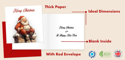 Giftinghouse Christmas Cards 2023 Pack of 12/24/48 | Multipack Xmas Funny Santa Cards for Family, Friends, Granddaughter and Childrens | Eco-friendly seasonal Greeting cards for sale.