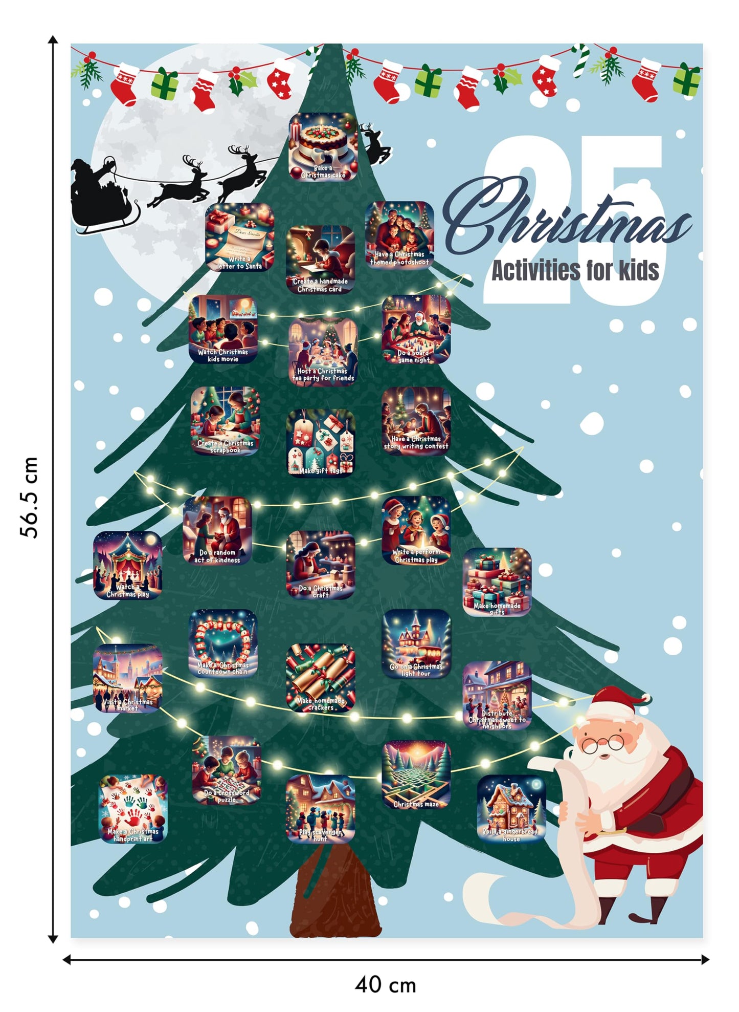 25 Fun Christmas Activities for Kids - A2 Size Christmas Scratch Off Poster for Kids - Perfect Christmas Eve Activities to Do with Kids - Christmas Gifts for Kids, Boys and Girls - Made in The UK