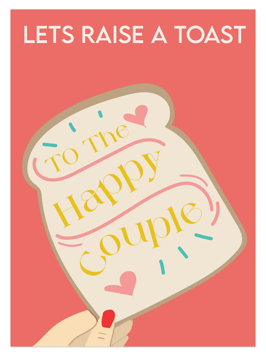 Anniversary Card for Couple Let's Raise a Toast To The Happy Couple Eco-Friendly Couple Happy Anniversary Card - (7.1 x 5.2 inch) - Made in UK