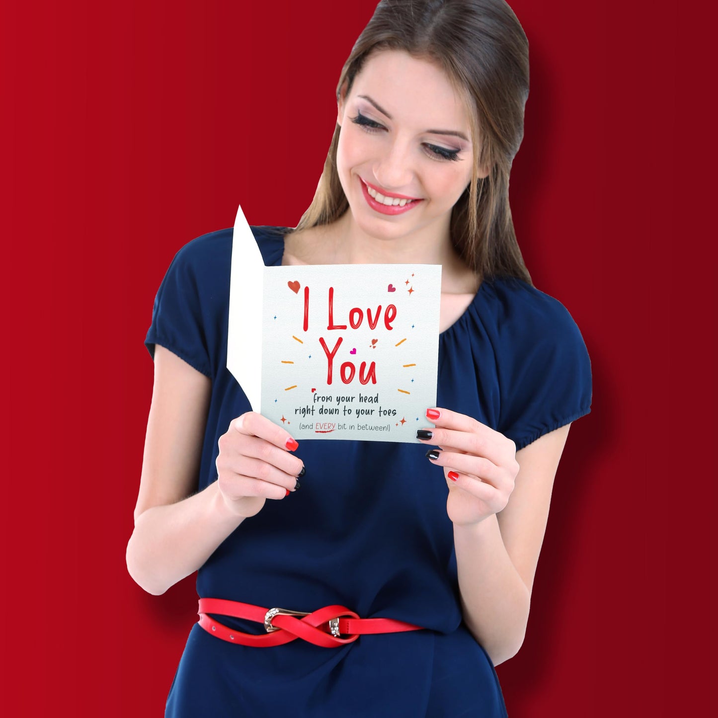 Funny Romantic Card for Him/Her – "I Love You" – Eco-Friendly 150x150mm – Valentines Card for him, Valentines Card Wife, her, Husband, or Fiancé – Premium 350 GSM – Made in the UK
