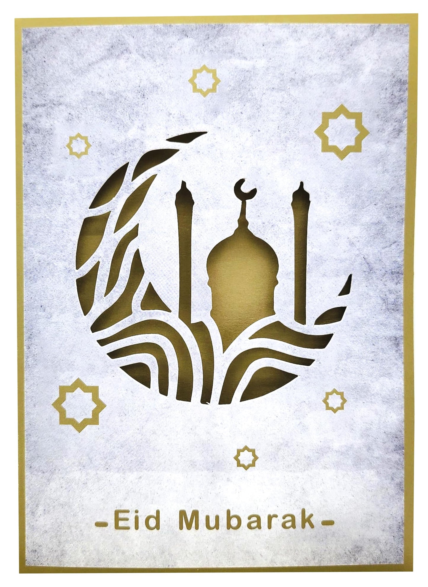 Giftinghouse Eid Cards Multipack of 6/12 with envelopes - greetings cards - Eco Friendly happy Eid card for kids and Family (Golden design, 6 cards)