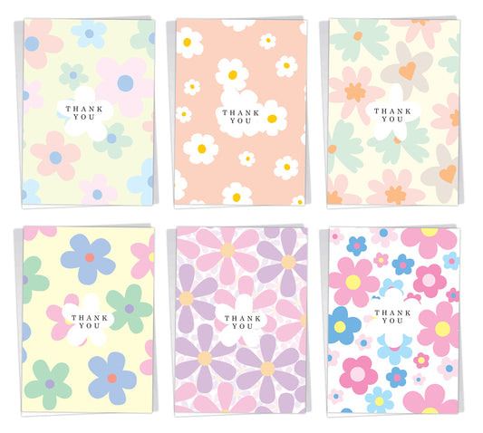 Giftinghouse Thank You Cards Multipack with Envelopes 12/24/48 - Petal Greeting cards for Teachers, wedding, kids - Fully recyclable and Eco-friendly cards. (Pack of 48 cards)