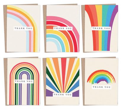 Giftinghouse 12/24/48 Thank You Cards Multipack with Envelopes - Rainbow Greeting cards for Teachers, kids, notes, and Christmas gifts - Fully recyclable and Eco-friendly cards.