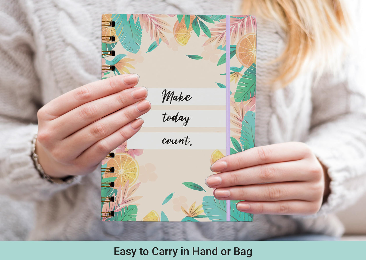 Giftinghouse Daily Planner Notebook Undated - To do list Notebook A5 - Weekly planner with Habit & Routine Tracker - Productivity Planner, Spiral Appointment Planner for Men and Women, Elastic Closure.