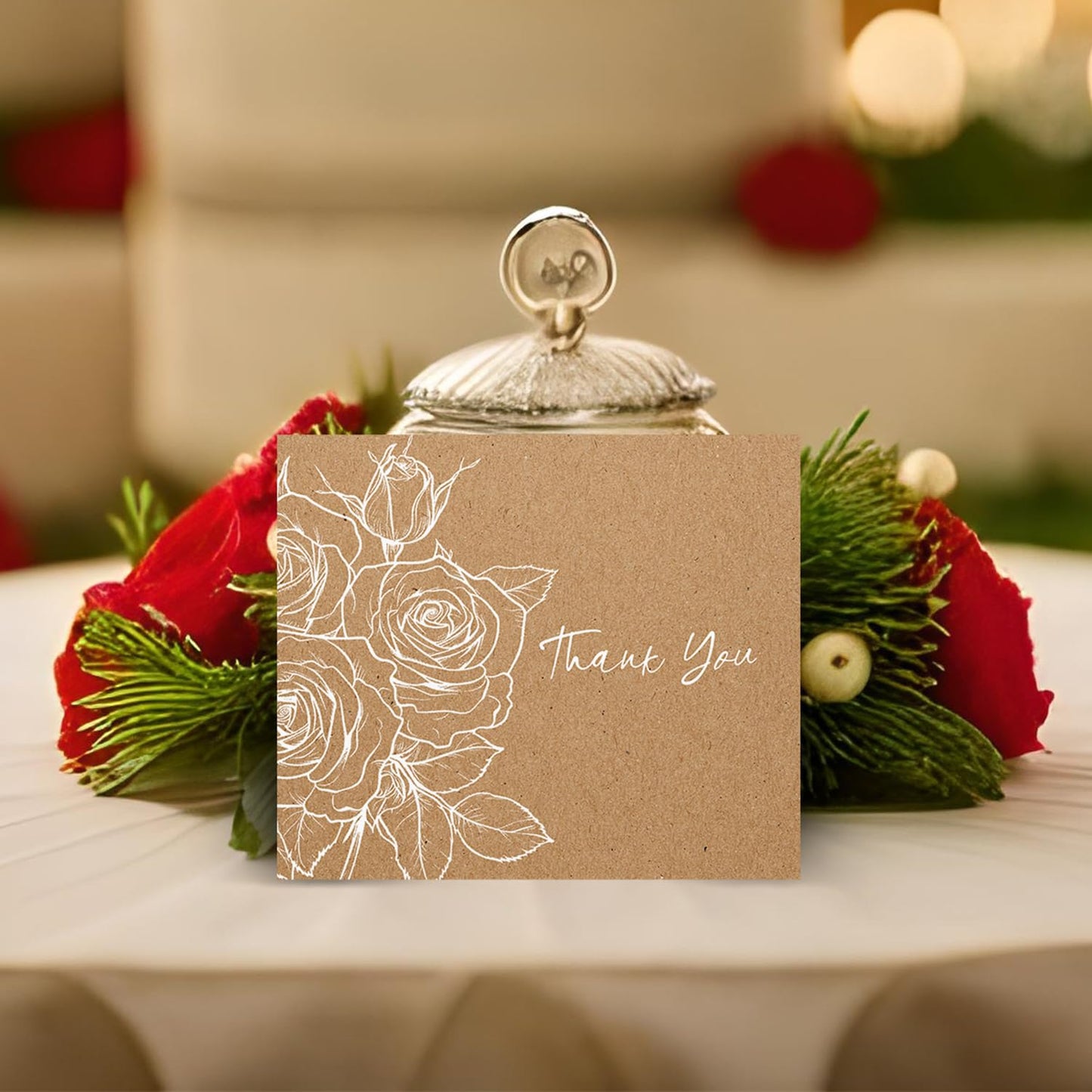 Giftinghouse Thank You Cards Multipack with Envelopes - Pack of 24/36 Kraft Thank You Greeting Cards For Wedding, Teachers, Kids, Christmas - Eco-friendly - MADE IN UK.