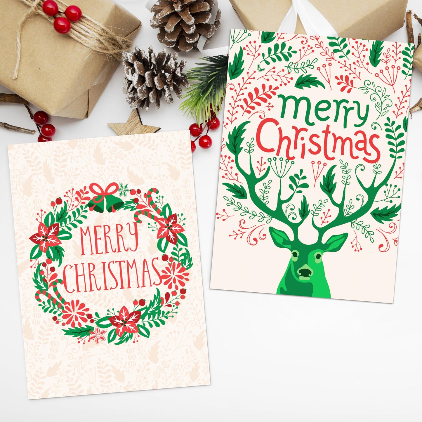 Charity Christmas Cards 2024 - Xmas Cards Pack of 24/48 Vintage Christmas Cards - Christmas Cards Multipack for family members and friends - MADE IN UK (24 CARDS)
