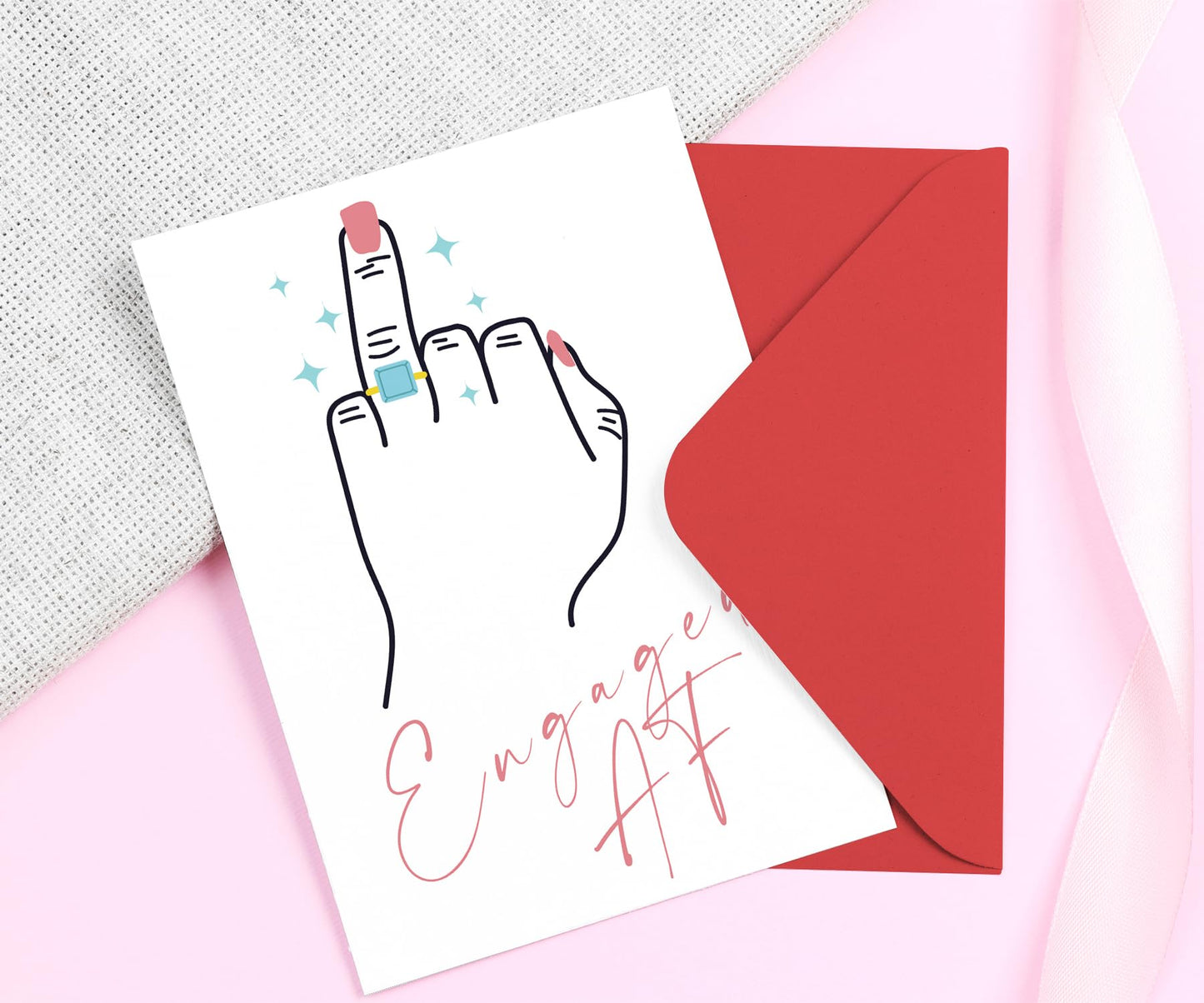Engagement Card for Couple with Envelope - Congratulations Engagement Card for Him, Her, Friend - Made in the UK