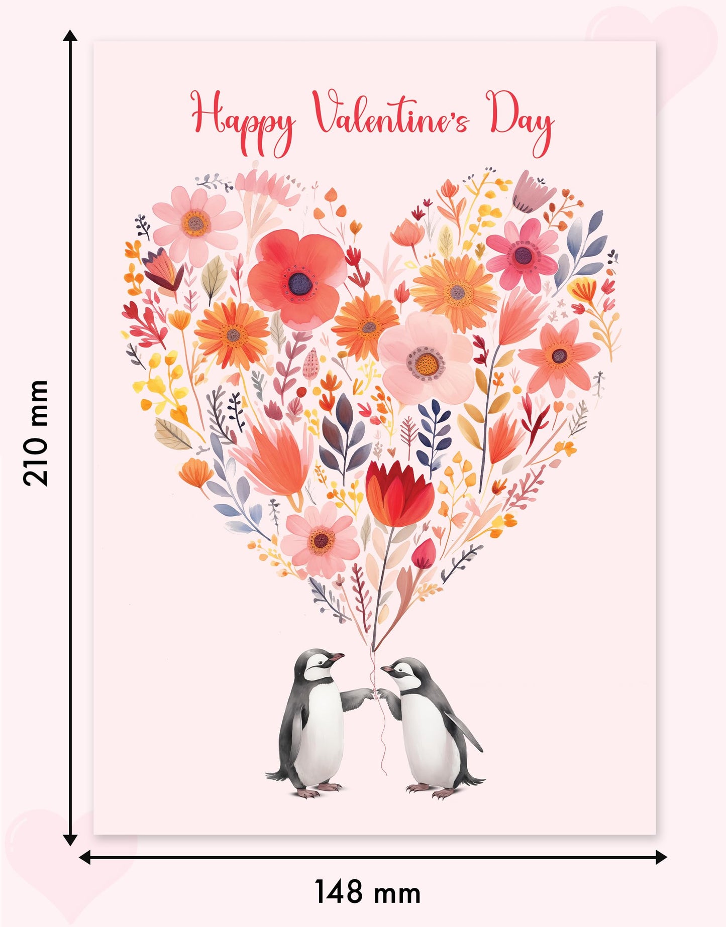 Giftinghouse Valentines Card - A5 Large Embossed Happy Valentines day card with Wax Seal for husband, him, boyfriend, fiancee, wife, her - Floral heart - 350 GSM - MADE IN UK.