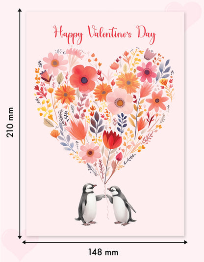 Giftinghouse Valentines Card - A5 Large Embossed Happy Valentines day card with Wax Seal for husband, him, boyfriend, fiancee, wife, her - Floral heart - 350 GSM - MADE IN UK.
