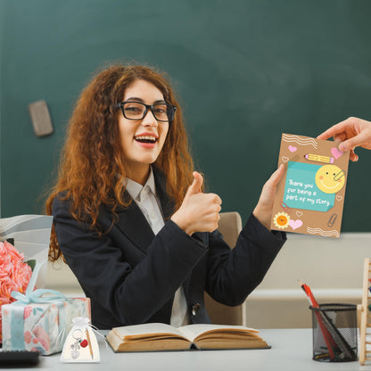 6 Pack Thank You Teacher Gifts for Women & Men – Includes 6 Appreciation Thank You Teacher Cards and Keyrings – End of Year, Leaving, Graduation or Christmas Gifts for Teachers