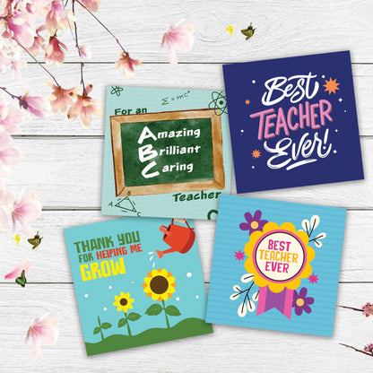 Giftinghouse 6 Thank You Teacher Cards Multipack with Envelopes - Greeting cards for Women Men Ecofriendly cards Printed and Packed in UK