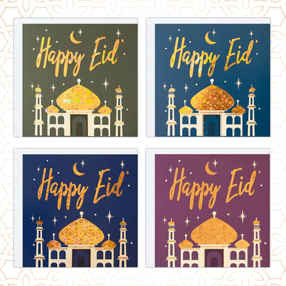 Giftinghouse Eid Cards Pack of 4/12 with envelopes - Eid Mubarak Cards multipack greetings cards - Eco Friendly happy Eid card for kids and Family