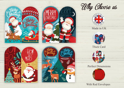 Giftinghouse Christmas Money Wallet and Envelopes for Cash Gifts 4/12/24 pcs – Xmas Greeting Cards Multipack - Eco-Friendly for Family, Friends and Kids - Cute Santa Designs.