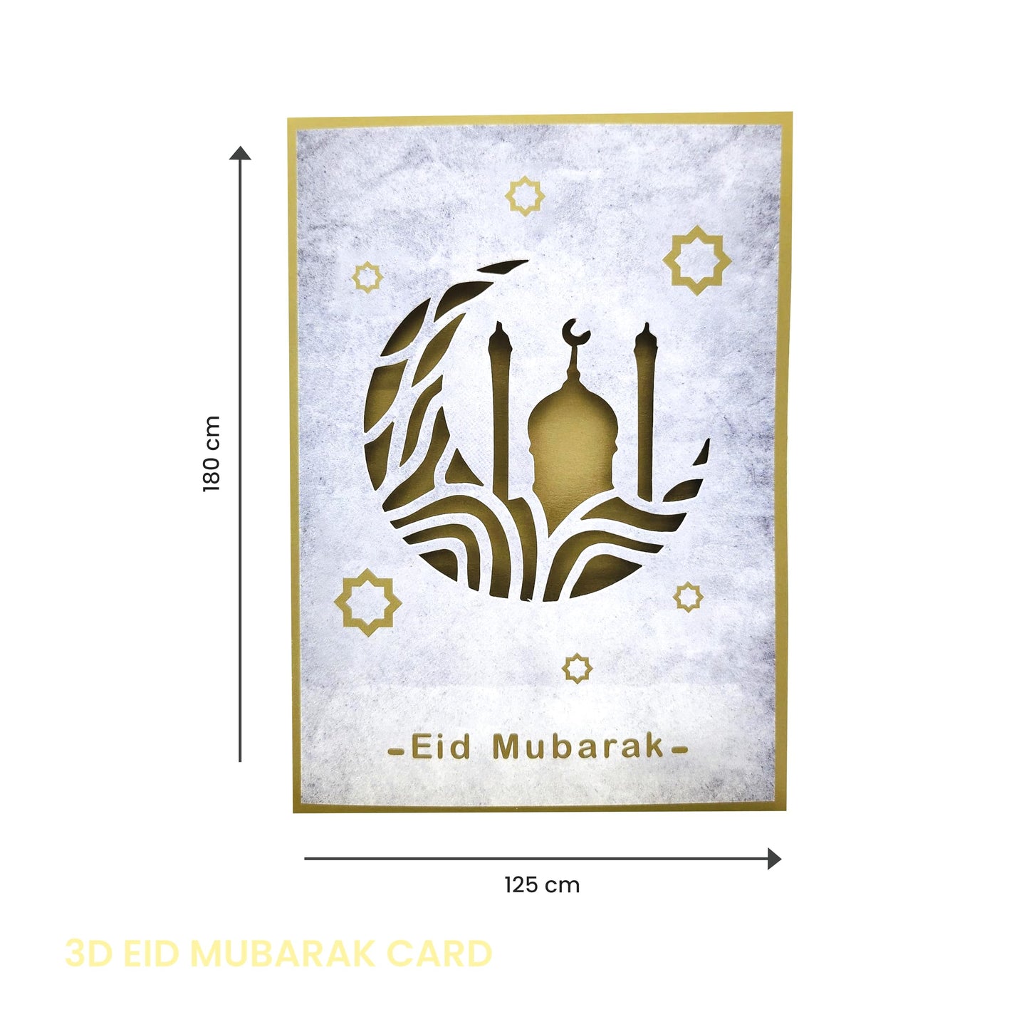 Premium 3D Eid Mubarak Cards Multipack with Golden Envelopes - Pack of 6/12 – 3D Design Eid Cards Multipack - Happy Eid Mubarak Card for kids and Family, Eco Friendly Greetings Cards