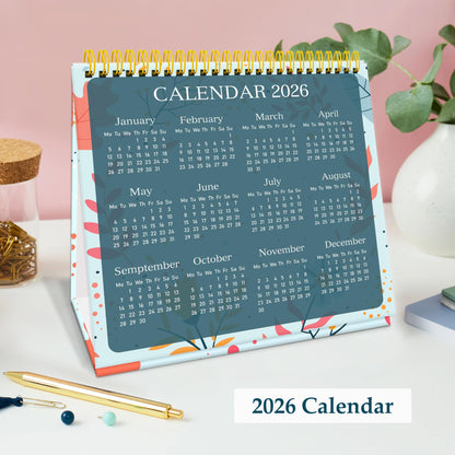 Luxury Desk Calendar 2025-2025 Desk Calendar UK from Jan to Dec. 2025, Month to view desk top flip over calendar with 12 Notes Pages.