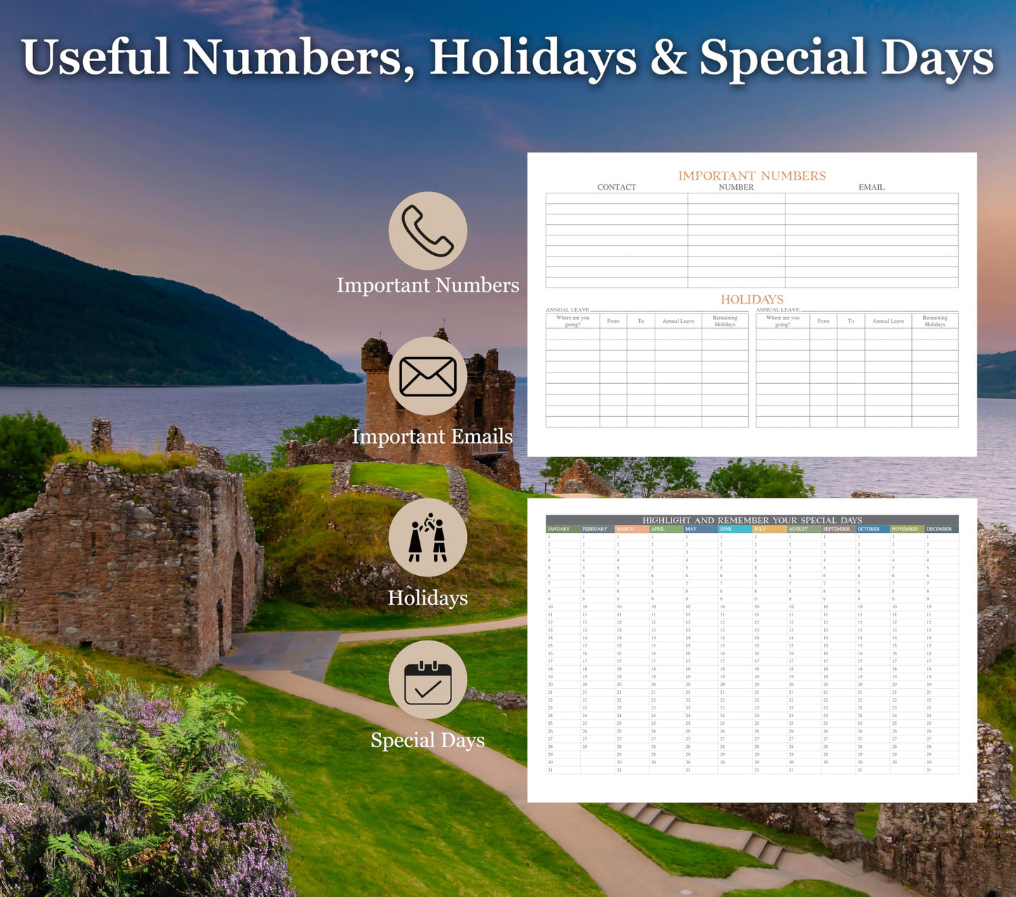 2025 Calendar - UK Landscapes Wall Calendar 2025 UK, A4 Month-to-View (Jan 2025 - Dec 2025) - Eco-Friendly, A3 When Open, Made in the UK