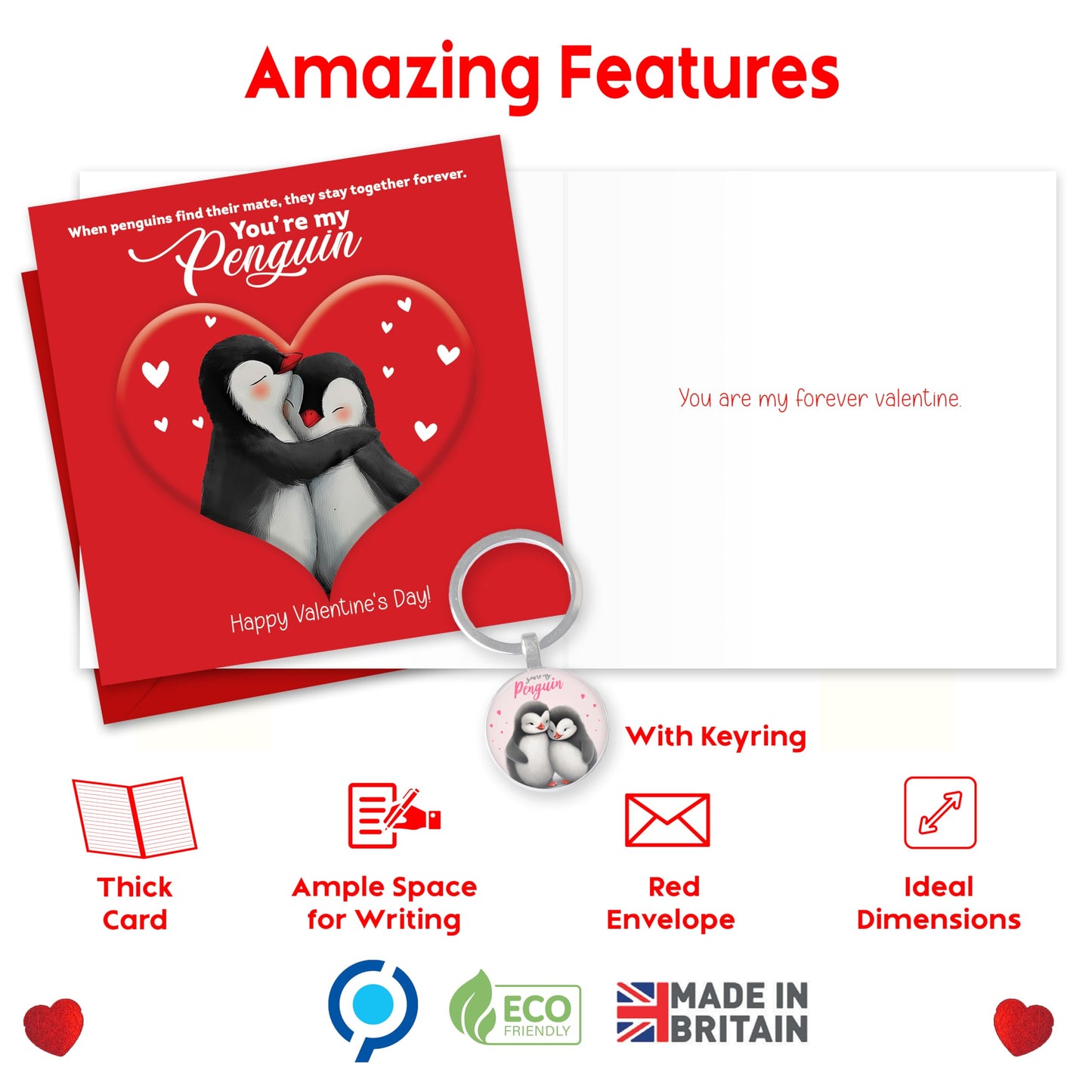 Giftinghouse Anniversary card for wife/husband with keyring - Husband Anniversary Card - Happy Anniversary Card - You Are My Penguin - Gift for him, her - MADE IN UK.