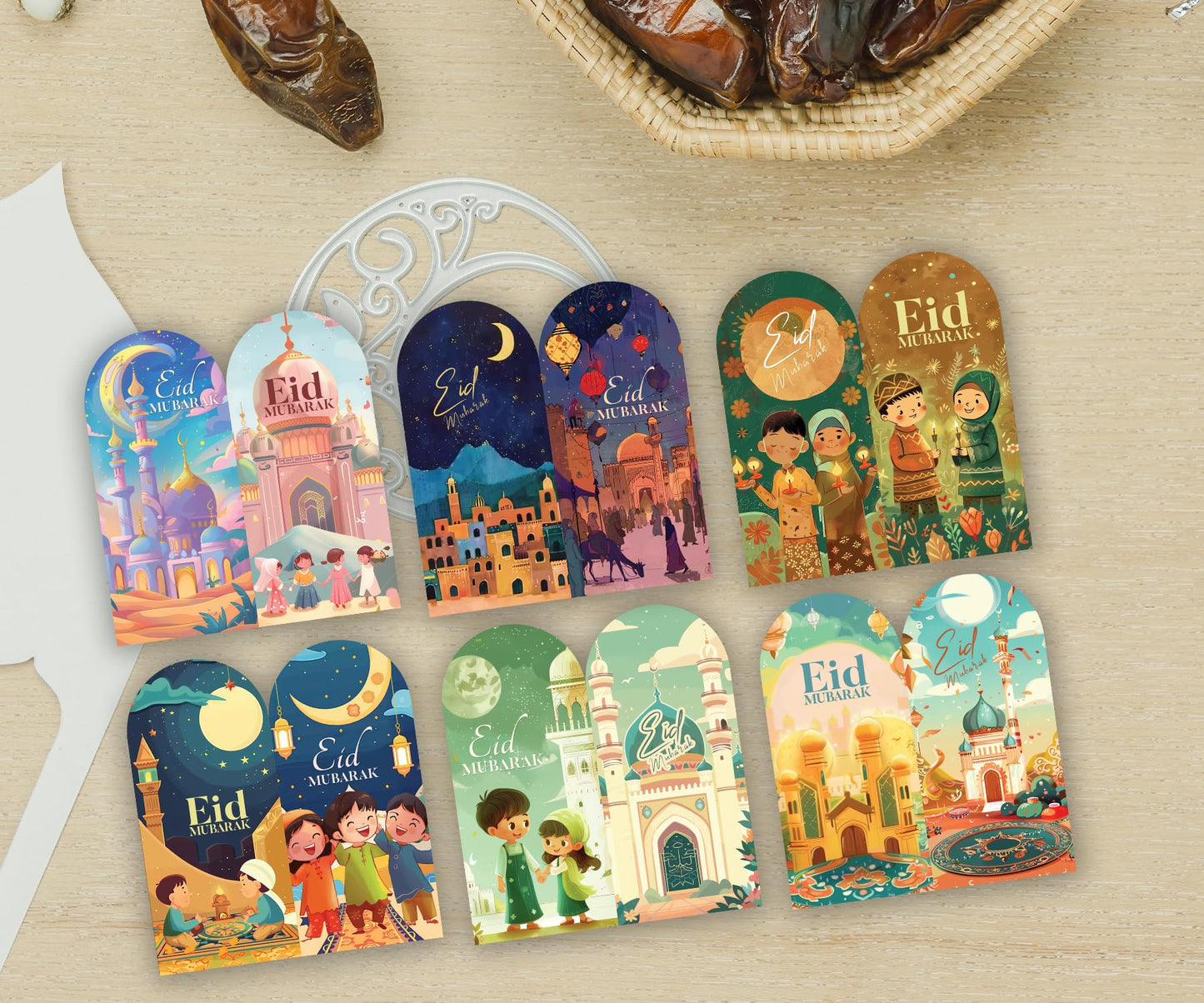 Giftinghouse Eid Money Envelopes 6/12/18 Pack - Eid Mubarak Cards – Happy Eid Mubarak Money Envelopes Featuring 6 Unique Designs, Perfect Eid Money Wallets for Kids, Eid Cards Multipack