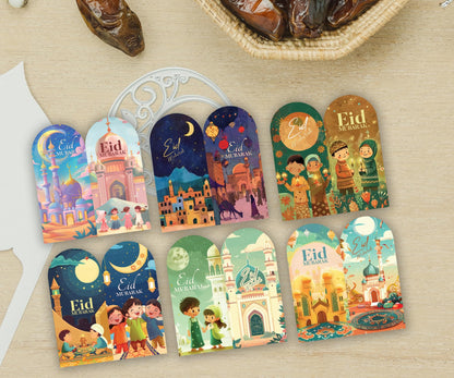 Giftinghouse Eid Money Envelopes 6/12/18 Pack - Eid Mubarak Cards – Happy Eid Mubarak Money Envelopes Featuring 6 Unique Designs, Perfect Eid Money Wallets for Kids, Eid Cards Multipack