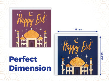 Giftinghouse Eid Cards Pack of 4/12 with envelopes - Eid Mubarak Cards multipack greetings cards - Eco Friendly happy Eid card for kids and Family