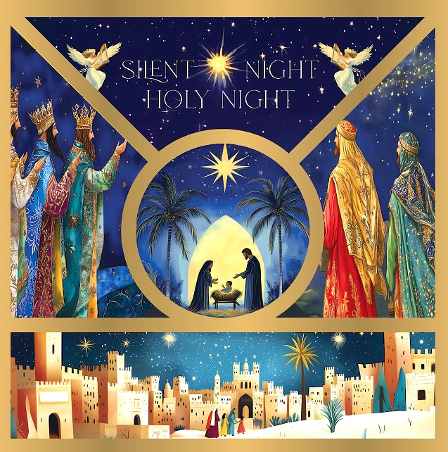Pack of 16 Charity Christmas Cards 2024 with Envelopes - Religious Luxury Christmas Cards Multipack, Xmas Cards Featuring 4 Unique Nativity Scenes (125 x 125 mm) - Greeting cards for Family & Friends